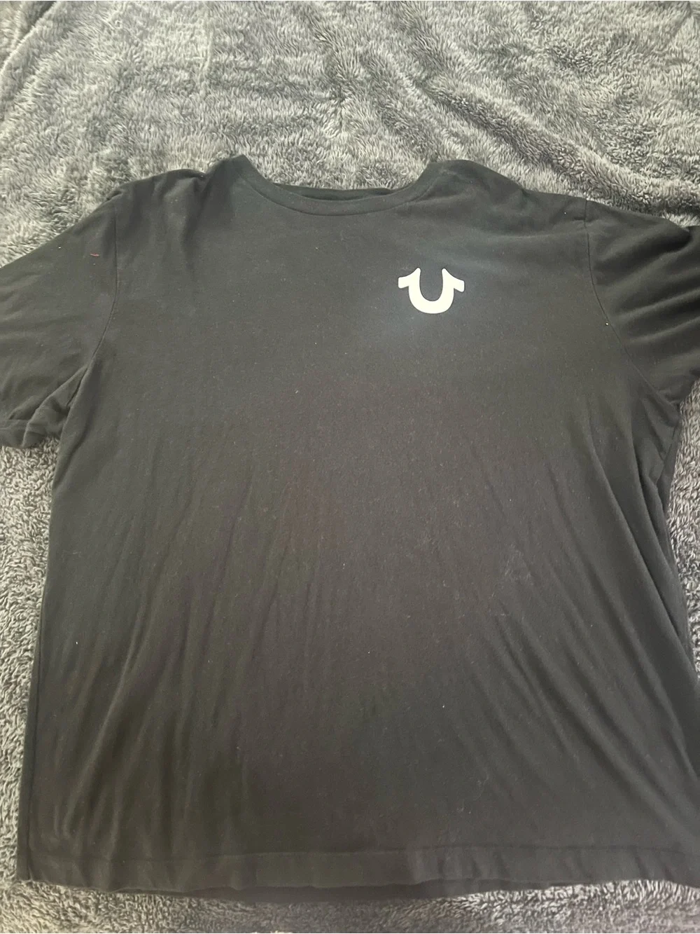 True Religion Black Crew Neck Tee with White Horseshoe Logo
